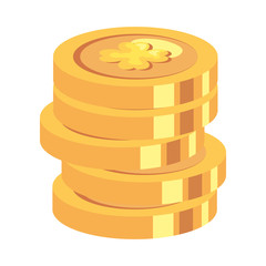 stack of coins with clovers isolated icons vector illustration design