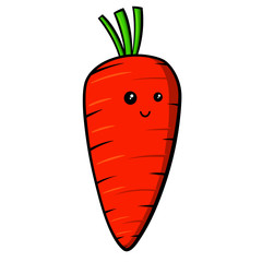 Cute cartoon carrot vector illustration isolated on white background