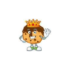 A dazzling of chocolate chips with cream stylized of King on cartoon mascot design