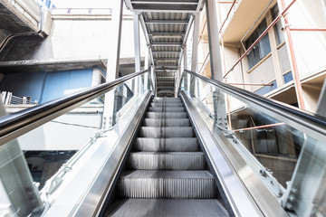 The escalator BTS Skytrain Station Is a public place,Mechanical escalators for people up and...