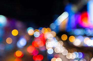 Colorful light Abstract circular bokeh of transportation traffic the city at night background.