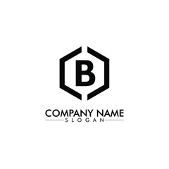 hexagon shape with B letter company name logo design vector
