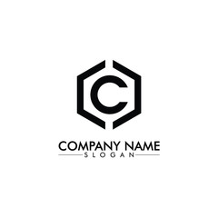hexagon shape with C letter company name logo design vector