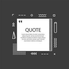 Hand drawn Speech Bubble. Square object. Geometric design. Space for quote and text. Gray background. Vector