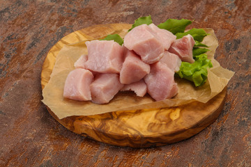 Raw fresh pork meat cube