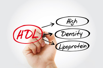 HDL - High-density lipoprotein acronym, health concept background