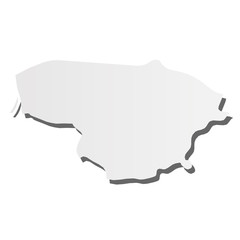 Lithuania - grey 3d-like silhouette map of country area with dropped shadow. Simple flat vector illustration
