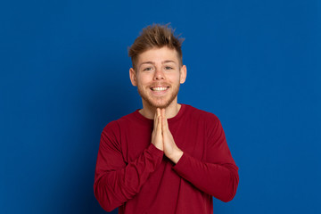 Attractive young guy with a red T-shirt