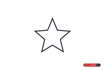 Black Star Icon Line Shape Star Logo Flat Vector Design Template Element