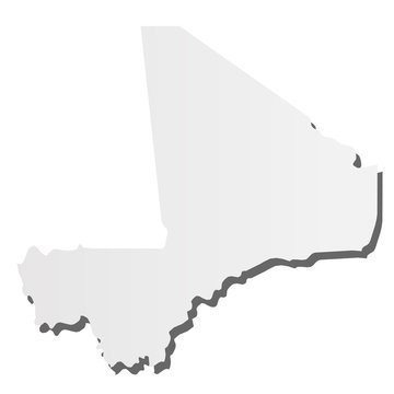 recommend clip art: Mali - grey 3d-like silhouette map of country area with dropped shadow. Simple flat vector illustration