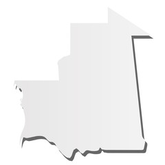 Mauritania - grey 3d-like silhouette map of country area with dropped shadow. Simple flat vector illustration