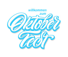 Oktoberfest handwritten lettering. Oktoberfest typography vector design for greeting cards and poster. Beer Festival vector banner. Design template celebration. Vector illustration.