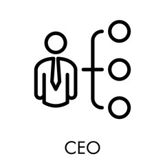 Símbolo CEO. Icono plano lineal diagrama de flujo en color negro 