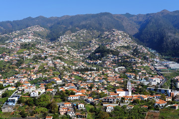 Fototapeta na wymiar Funchal suburbs and hillsides, Funchal, Madeira Portugal