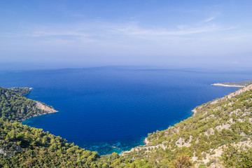 Beautiful Mediterranean landscape. Autumn in Turkey. View of Bay, Likya