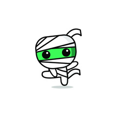 cute kawaii mummy character logo icon design vector illustration