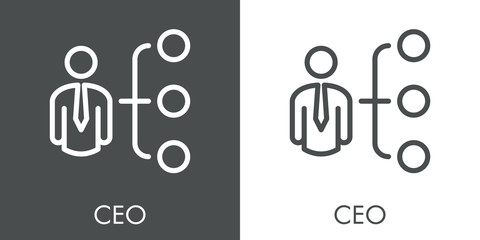 Símbolo CEO. Icono plano lineal diagrama de flujo en fondo gris y fondo blanco