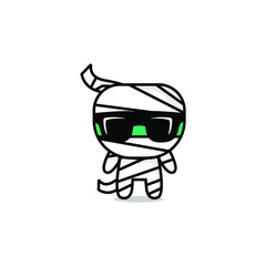 cute kawaii mummy character logo icon design vector illustration