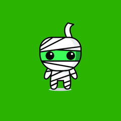 cute kawaii mummy character logo icon design vector illustration