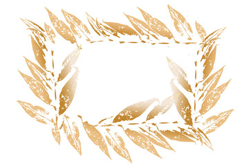Frame of golden leaves isolated on a white background. Wedding invitation