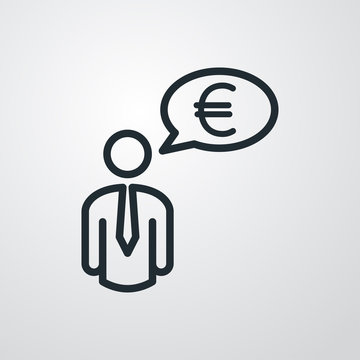 recommend clip art: Icono plano lineal hombre con símbolo euro en globo en fondo gris