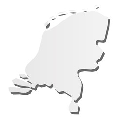 Netherlands, Holland - grey 3d-like silhouette map of country area with dropped shadow. Simple flat vector illustration