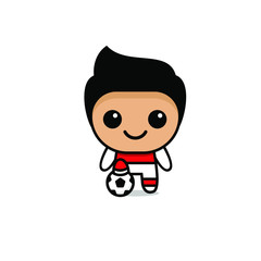 cute kawaii football soccer character logo icon design vector illustration
