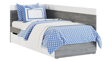 Baby bed on a white background. Clipping path included. 3D rendering.