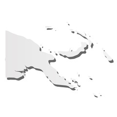 Papua New Guinea - grey 3d-like silhouette map of country area with dropped shadow. Simple flat vector illustration