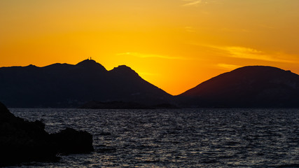 Naklejka na ściany i meble Sunset, Beautiful Mediterranean landscape View of Bay