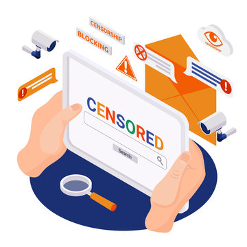 Internet Censorship Isometric Composition 