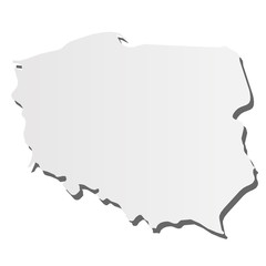 Fototapeta Poland - grey 3d-like silhouette map of country area with dropped shadow. Simple flat vector illustration obraz
