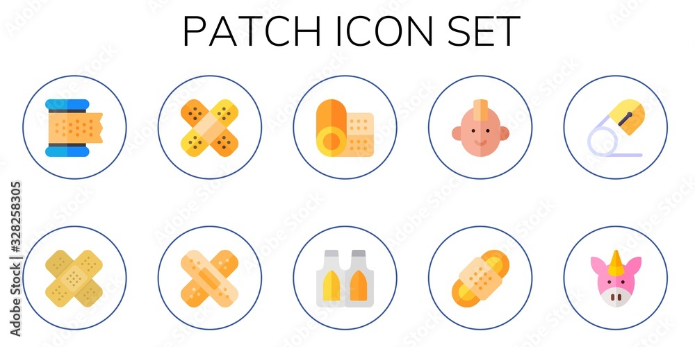 Wall mural patch icon set