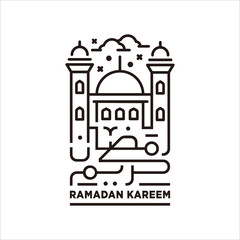 Line art ramadan kareem arabic islamic calligraphy - vector