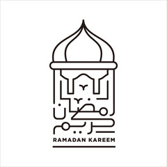 Line art ramadan kareem arabic islamic calligraphy - vector