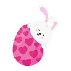 cute rabbit with egg easter isolated icon vector illustration design