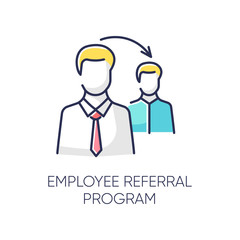 Employee referral program RGB color icon. Corporate workforce search, referal recruitment. Competent staff selection. Effective workers hiring strategy. Isolated vector illustration