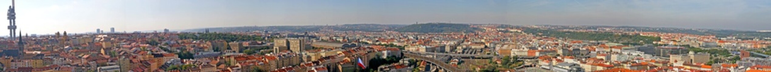 Panorama of Prague from the Zizkov district to district Holešovice. View from the observation deck National Monument at Vítkov