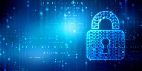 2d illustration Safety concept: Closed Padlock on digital background