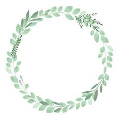 circle vintage frames with leaves and eucalyptus. Vector image