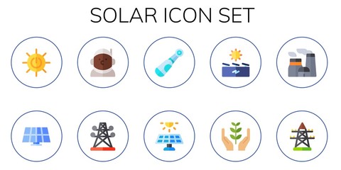 Modern Simple Set of solar Vector flat Icons