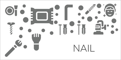 Modern Simple Set of nail Vector filled Icons