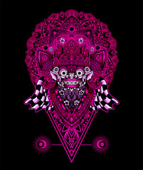 barong head with geometric pattern(balinese traditional culture)-Vector