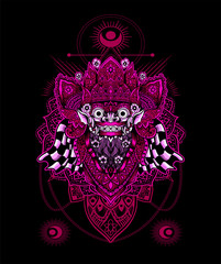 barong head with geometric pattern(balinese traditional culture)-Vector