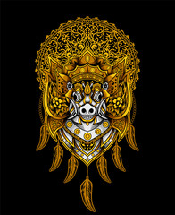 vector illustration Barong bangkung head(traditional balinese culture)