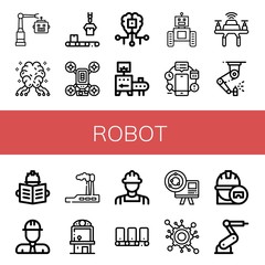 robot simple icons set