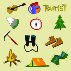 This is a seamless pattern from a collection of environmental objects for spring break in the mountains.