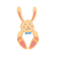 Fototapeta premium Cute rabbit. Easter cartoon bunny white background. Flat style vector illustration