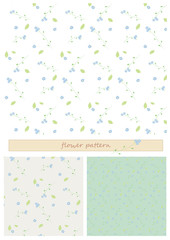 優しい小花柄　シームレスパターン　セット