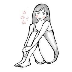 体操座りの女の子